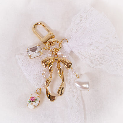 Lace Bow Bag Charm Keychain