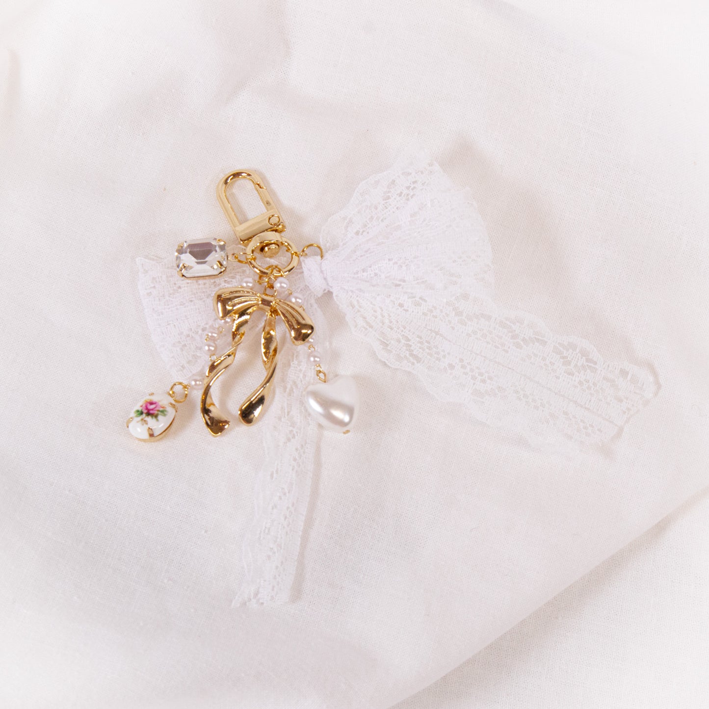 Lace Bow Bag Charm Keychain