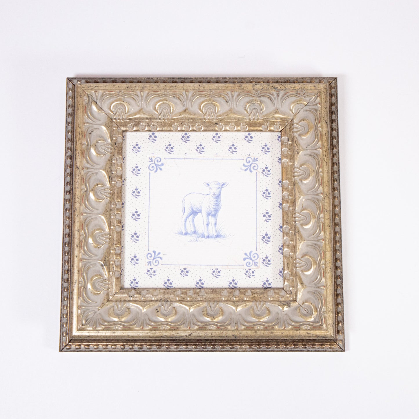 Blue Tile Lamb Framed Wall Art
