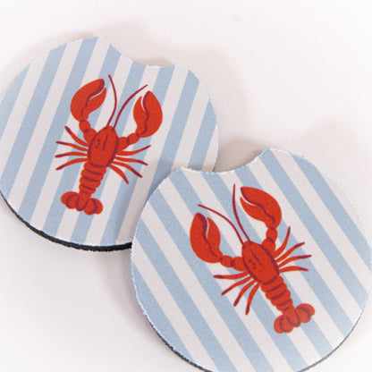 Striped Lobster Car Coaster Set
