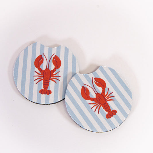Striped Lobster Car Coaster Set