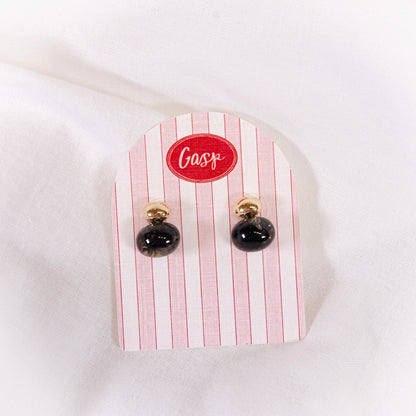 Oval Drop Two Tone Earrings