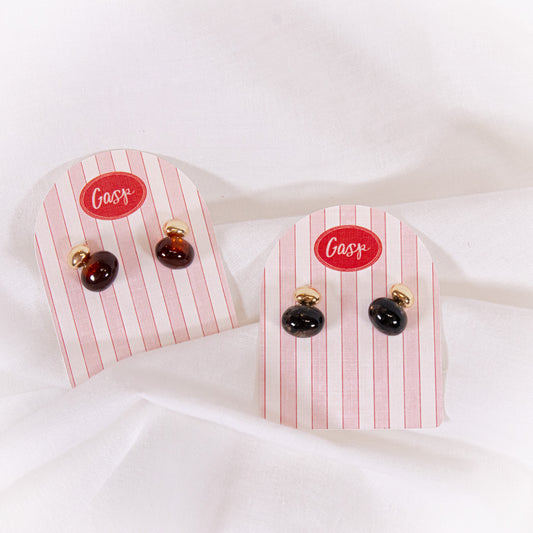 Oval Drop Two Tone Earrings