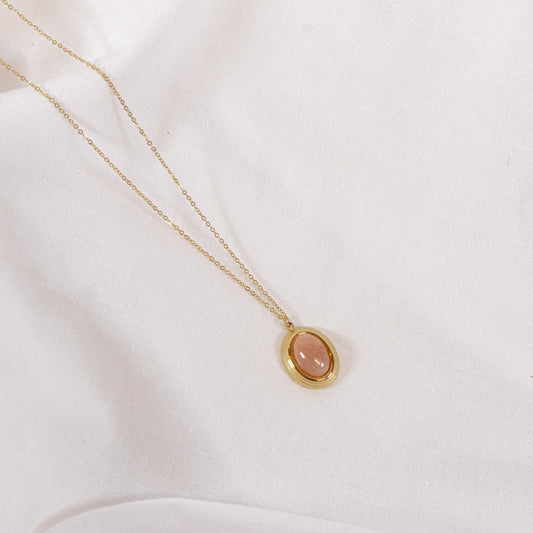 Gold Peachy Stone Necklace
