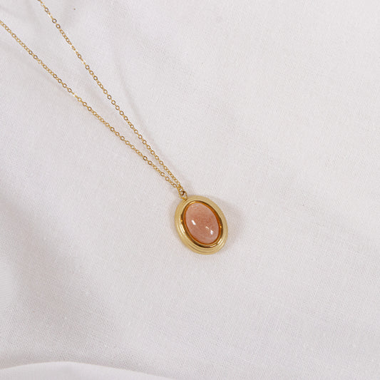 Gold Peachy Stone Necklace