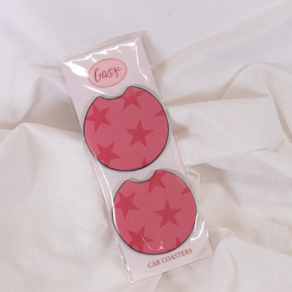 Pink Stars Car Coaster Set