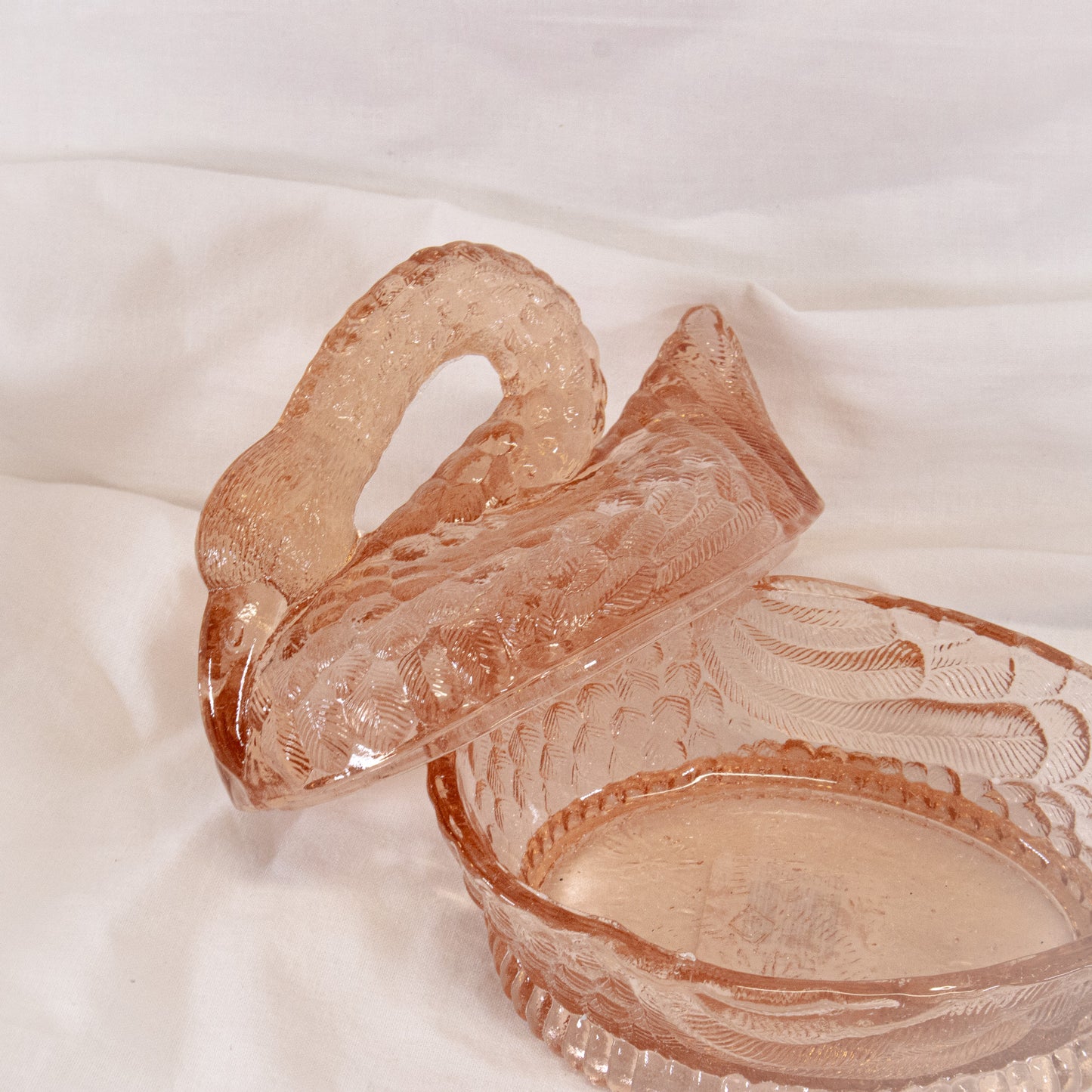 Pink Glass Swan Dish