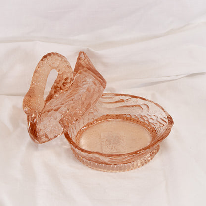 Pink Glass Swan Dish