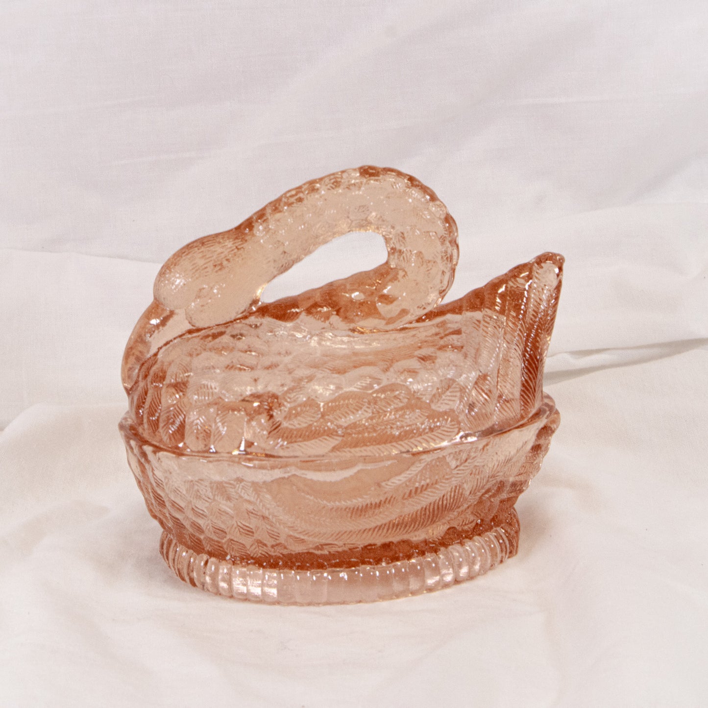 Pink Glass Swan Dish