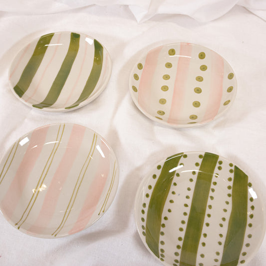 Pink And Green Striped Mini Dish