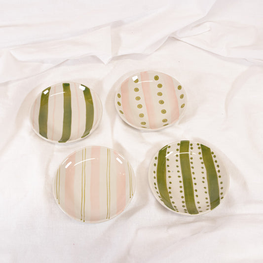 Pink And Green Striped Mini Dish