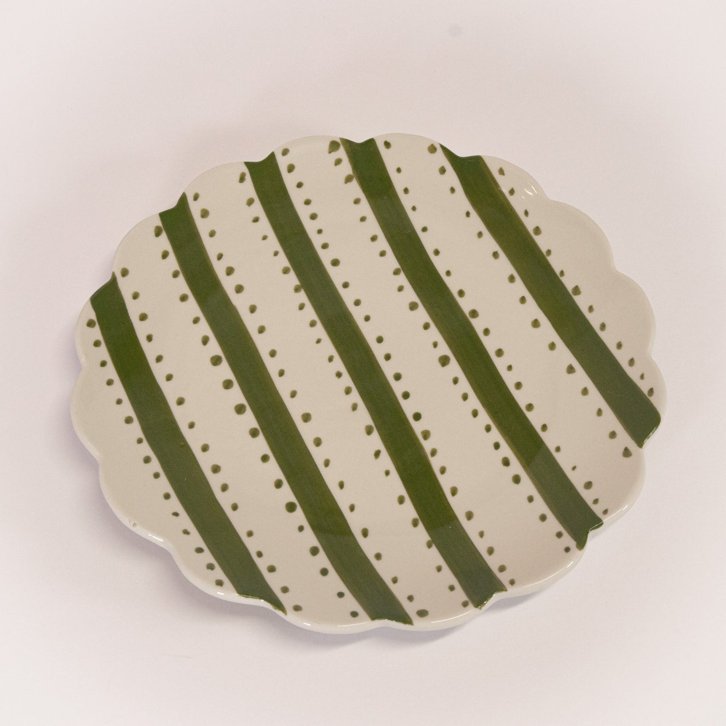 Pink And Green Scalloped Plate