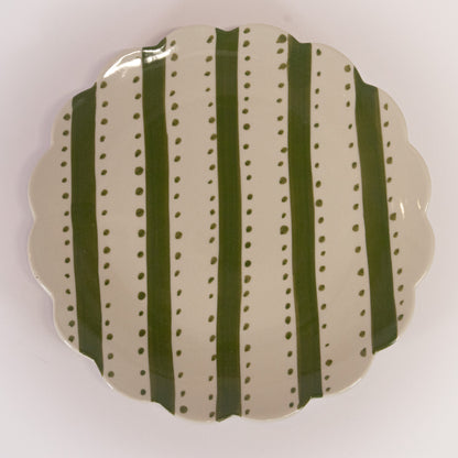 Pink And Green Scalloped Plate
