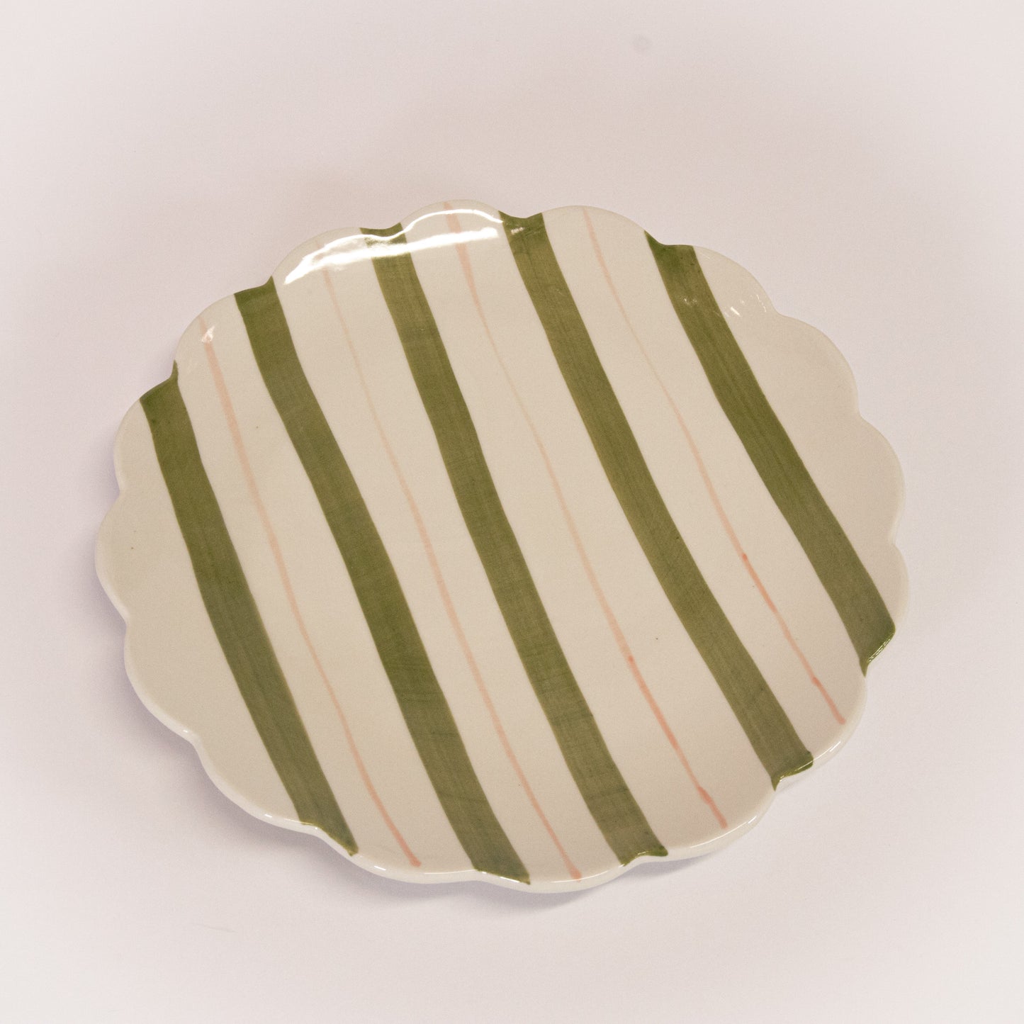 Pink And Green Scalloped Plate
