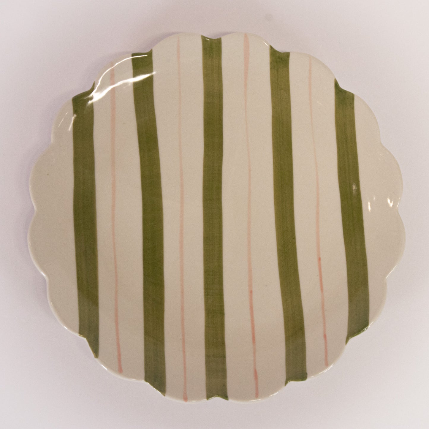 Pink And Green Scalloped Plate