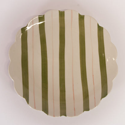 Pink And Green Scalloped Plate