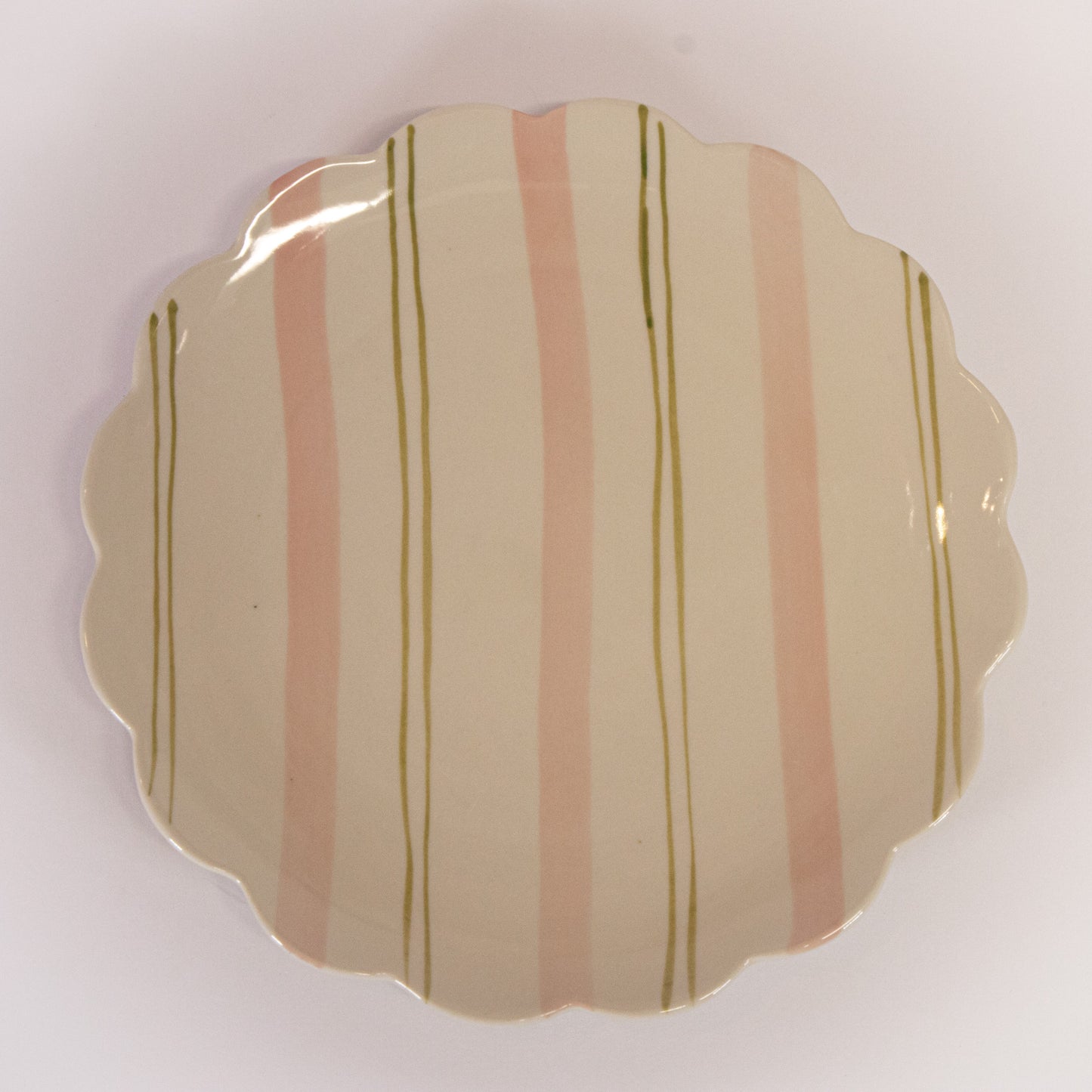 Pink And Green Scalloped Plate