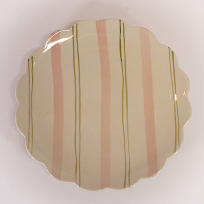 Pink And Green Scalloped Plate