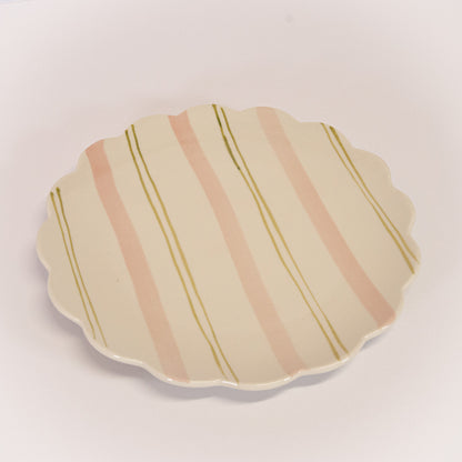 Pink And Green Scalloped Plate