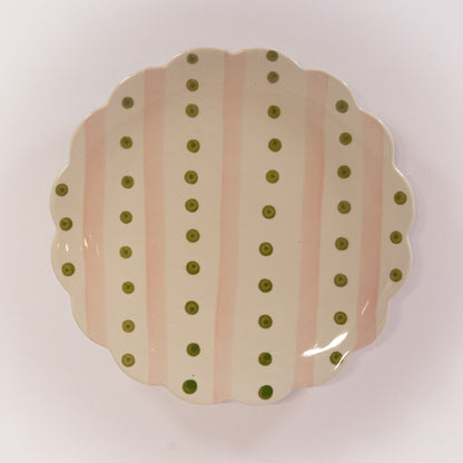 Pink And Green Scalloped Plate