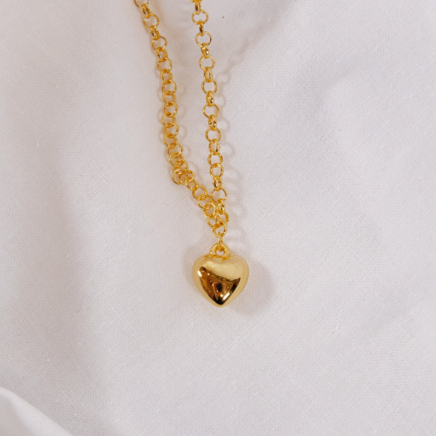 Puff Heart Chain Necklace