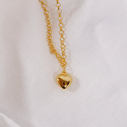Puff Heart Chain Necklace