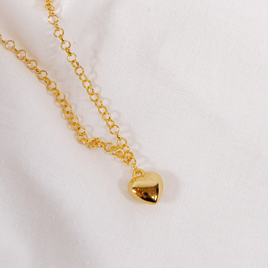 Puff Heart Chain Necklace