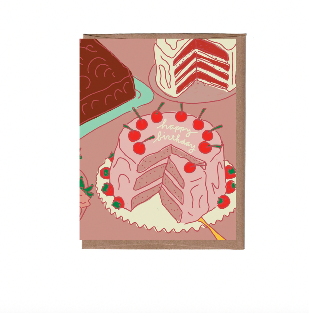 Cherry Cake Birthday Greeting Card