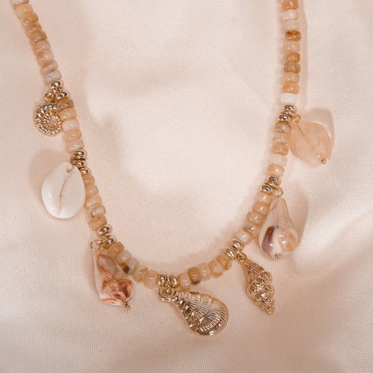 Beaded Seashell Charm Necklace