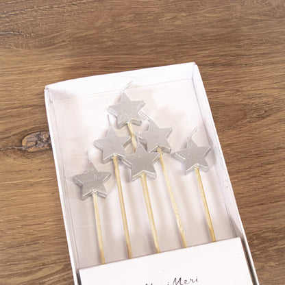 Silver Star Cake Candles By Meri Meri