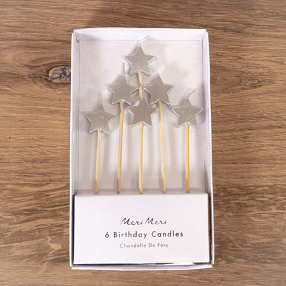 Silver Star Cake Candles By Meri Meri