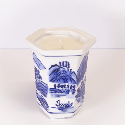 Blue And White Chinoiserie Candle