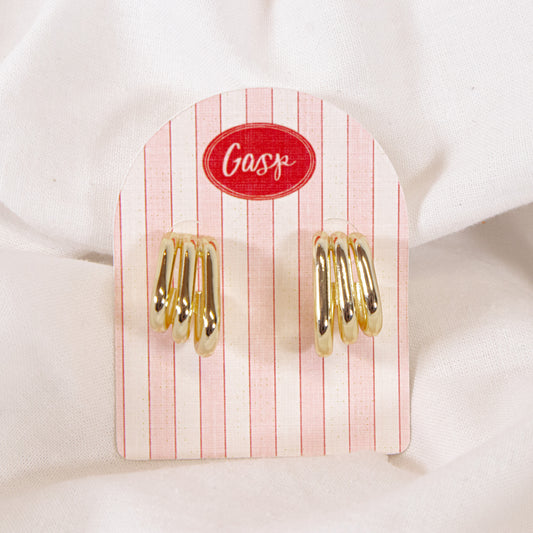 Layered Oval Hoop Earrings