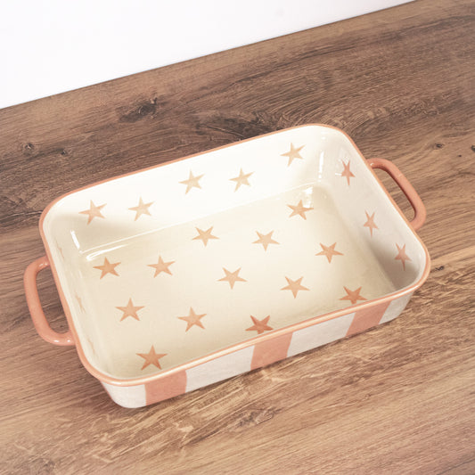 Pink Stars Rectangular Baking Dish
