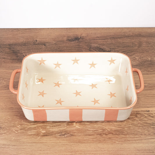 Pink Stars Rectangular Baking Dish
