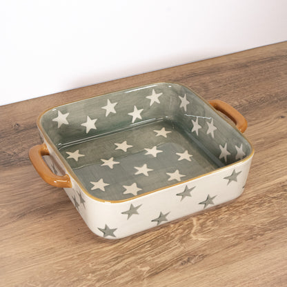 Green Stars Square Baking Dish
