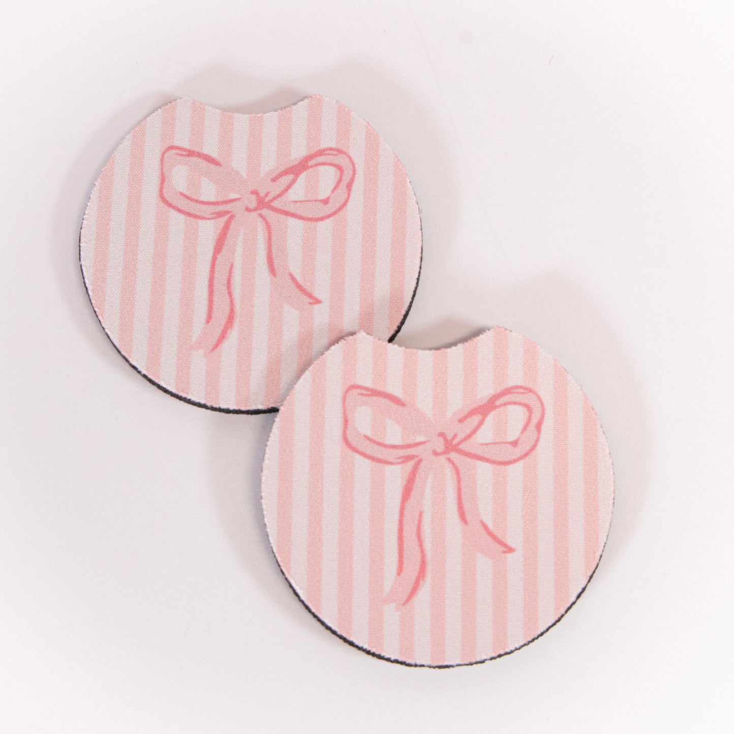 Striped Bow Car Coaster Set