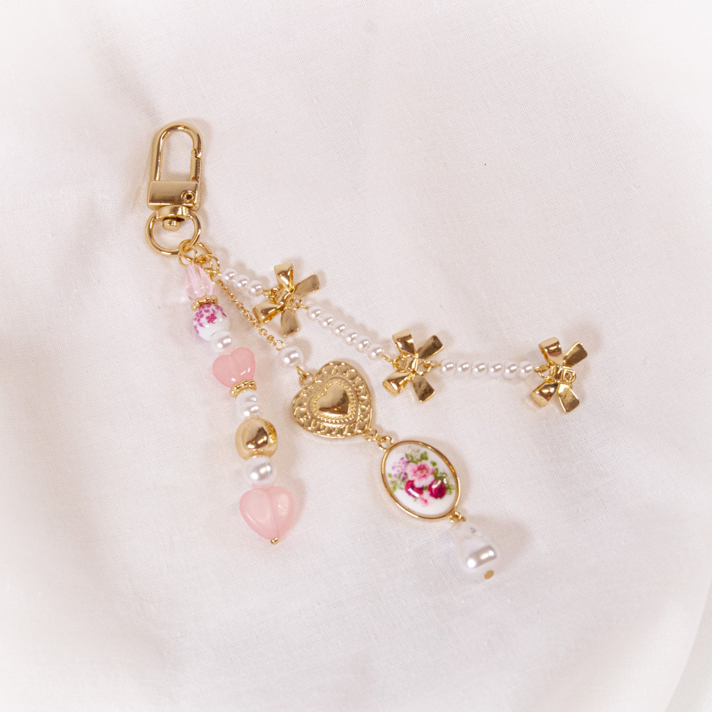 Vintage Pink Bag Charm Keychain