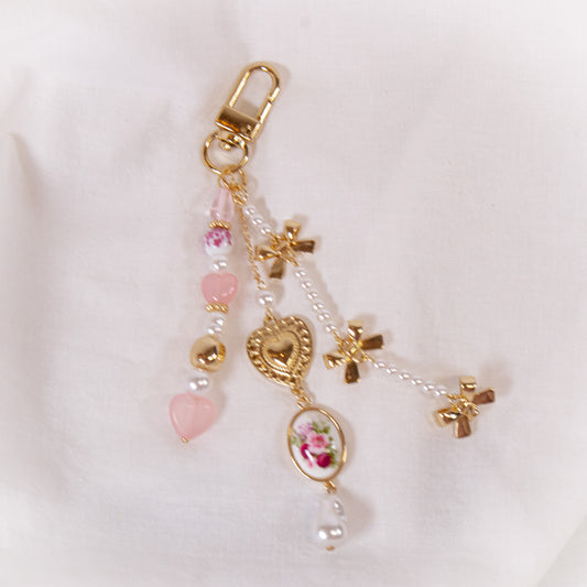 Vintage Pink Bag Charm Keychain