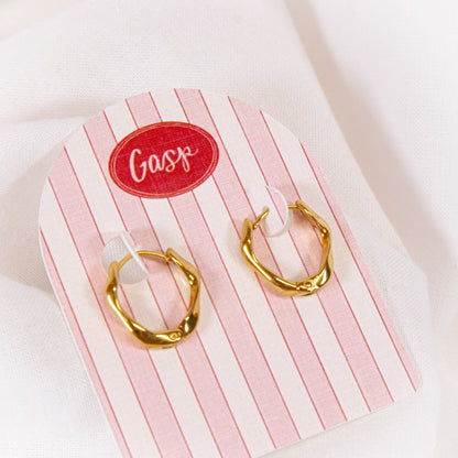 Gold Wave Huggie Hoop Earrings