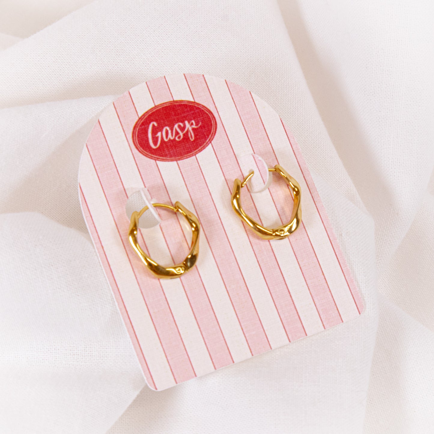 Gold Wave Huggie Hoop Earrings