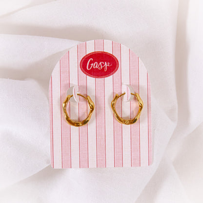 Gold Wave Huggie Hoop Earrings