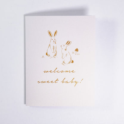 Welcome Baby Bunnies Greeting Card