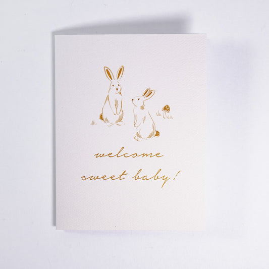 Welcome Baby Bunnies Greeting Card