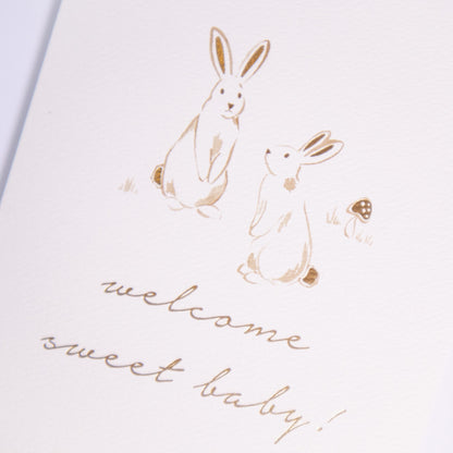 Welcome Baby Bunnies Greeting Card