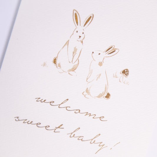 Welcome Baby Bunnies Greeting Card