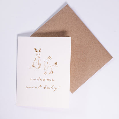 Welcome Baby Bunnies Greeting Card