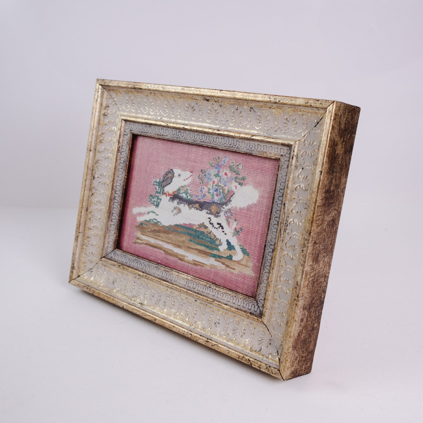 Embroidered Dog Framed Wall Art