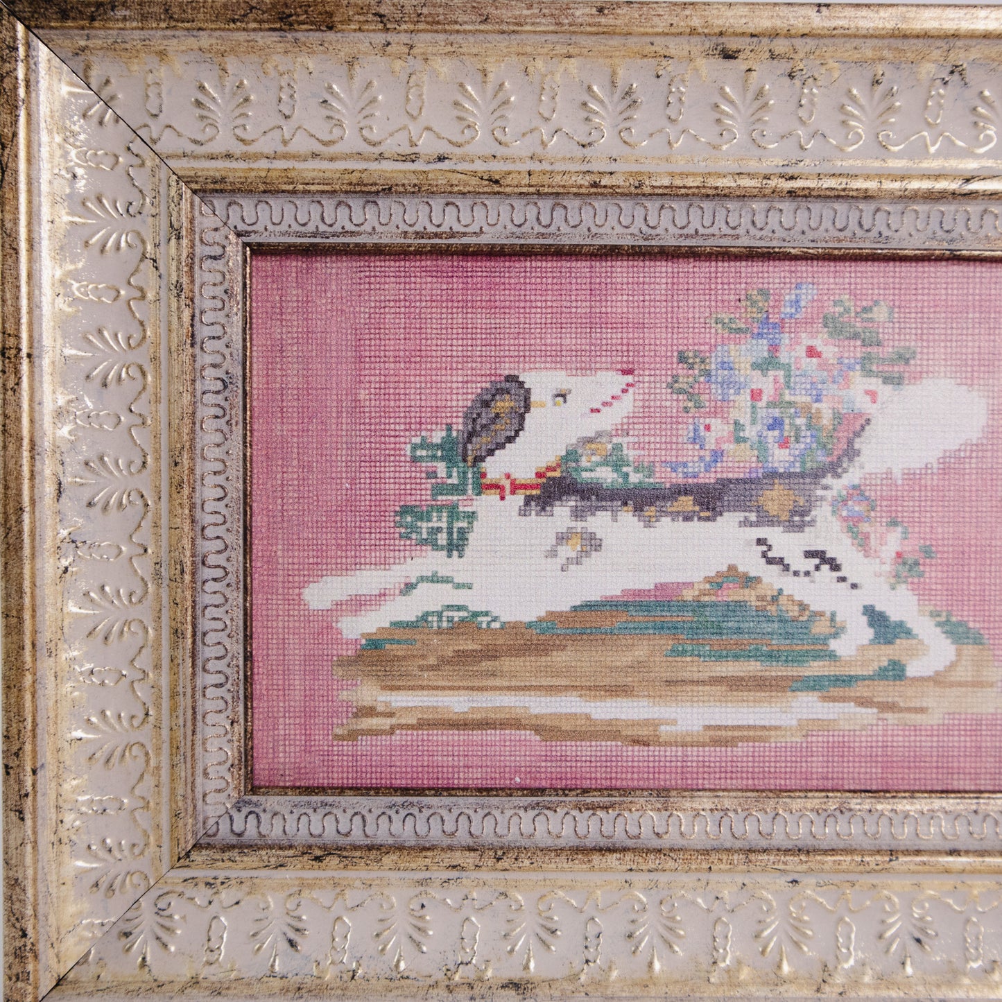 Embroidered Dog Framed Wall Art