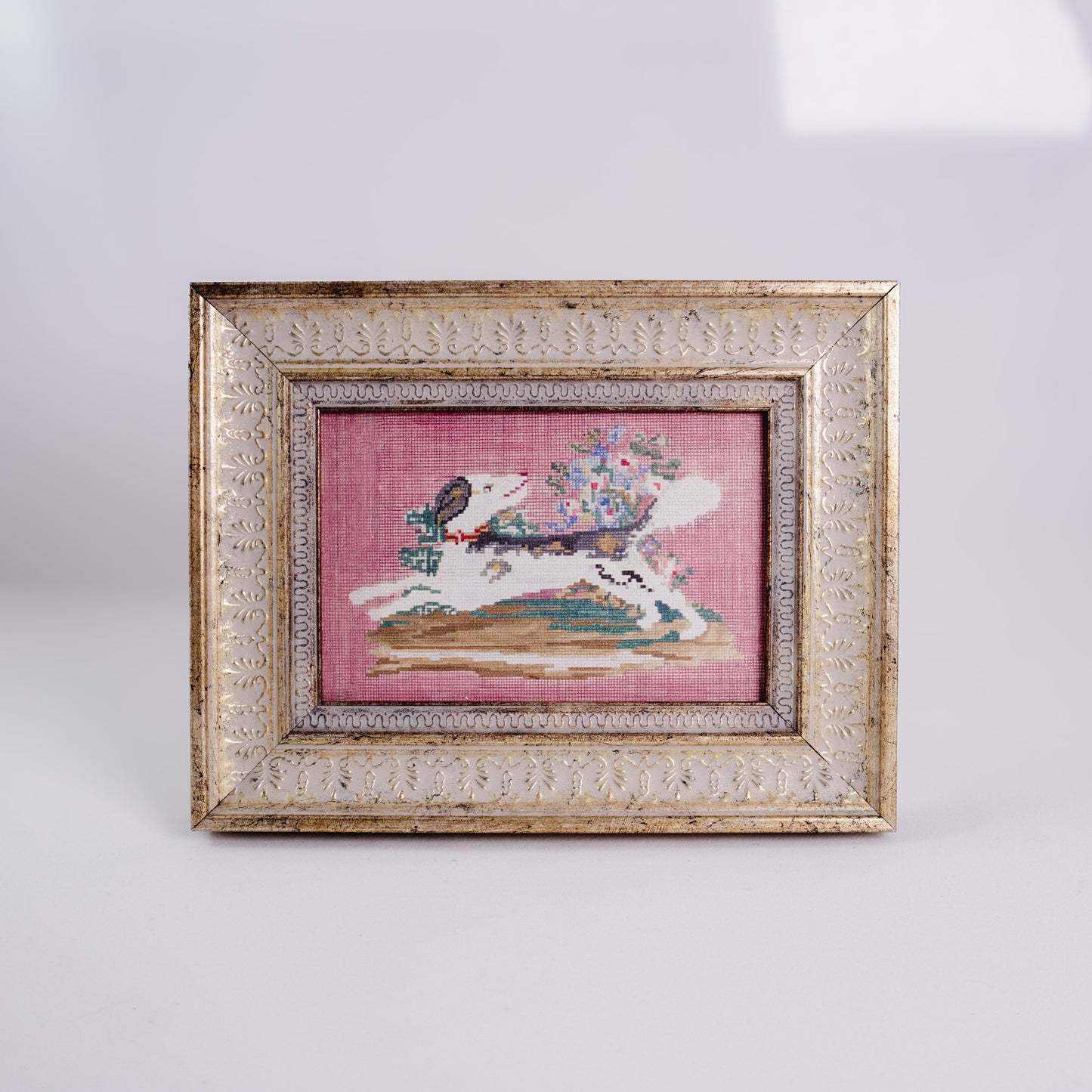 Embroidered Dog Framed Wall Art
